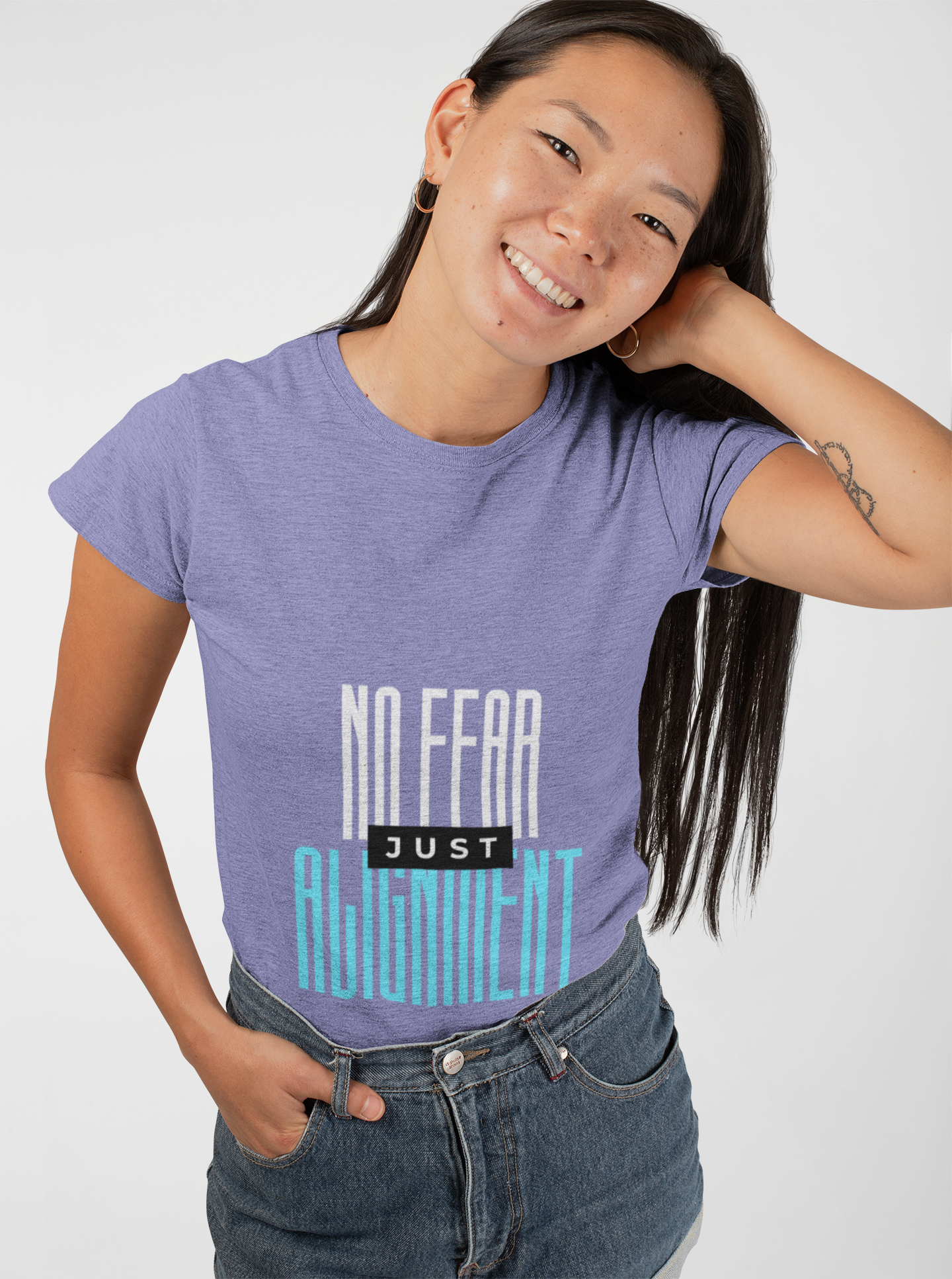 No Fear Just Alignment T-Shirt – Minimalist Bold Streetwear, Unisex Empowerment Tee, Fearless Mindset Graphic, Conscious Apparel