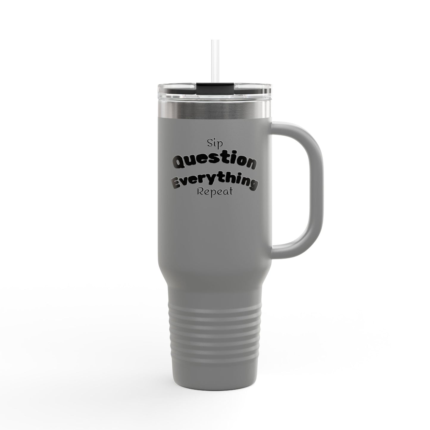 Question Everything Insulated Travel Mug, 40oz | BAM Gear for Truth Seekers, Coffee Rebels, Hot & Cold Drinks