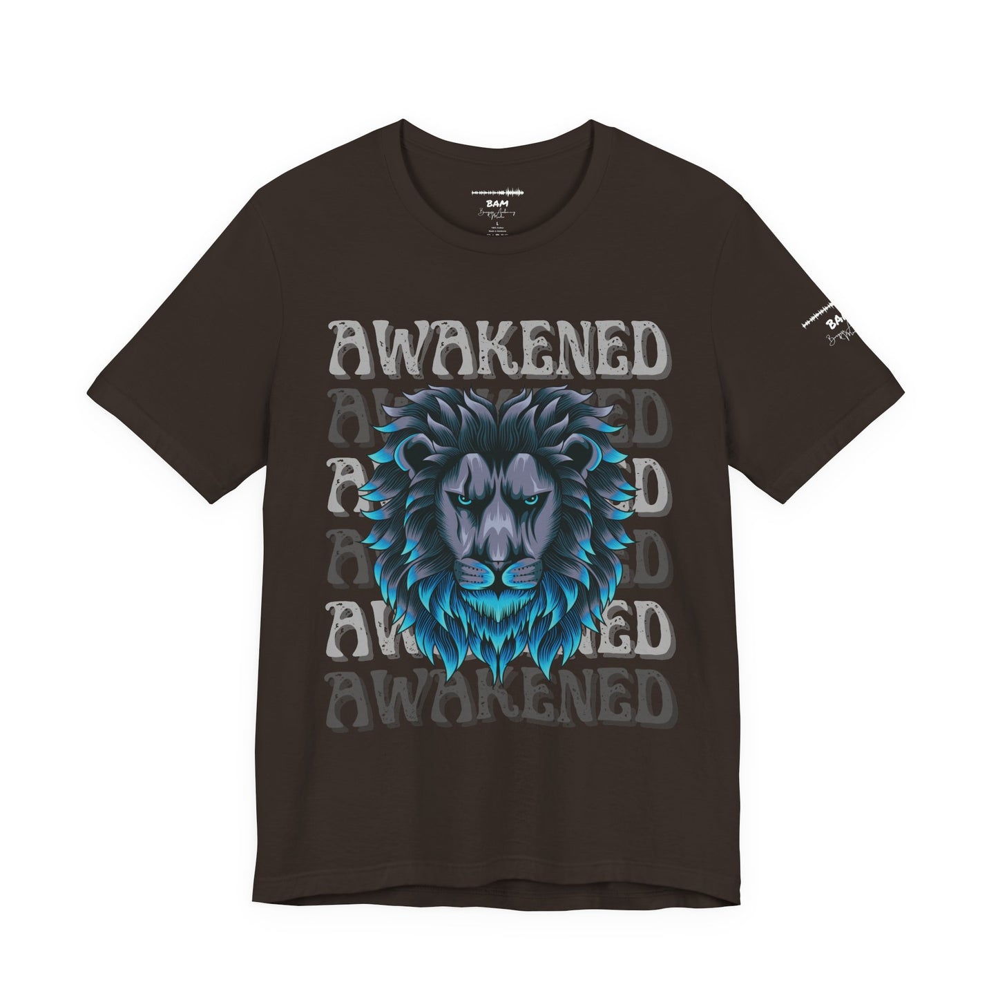 Awakened Lion Unisex Tee – Spiritual Streetwear, Nature Warrior Shirt, Graphic Comfort Fit, Mindful Rebel Apparel