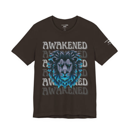 Awakened Lion Unisex Tee – Spiritual Streetwear, Nature Warrior Shirt, Graphic Comfort Fit, Mindful Rebel Apparel
