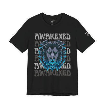Awakened Lion Unisex Tee – Spiritual Streetwear, Nature Warrior Shirt, Graphic Comfort Fit, Mindful Rebel Apparel