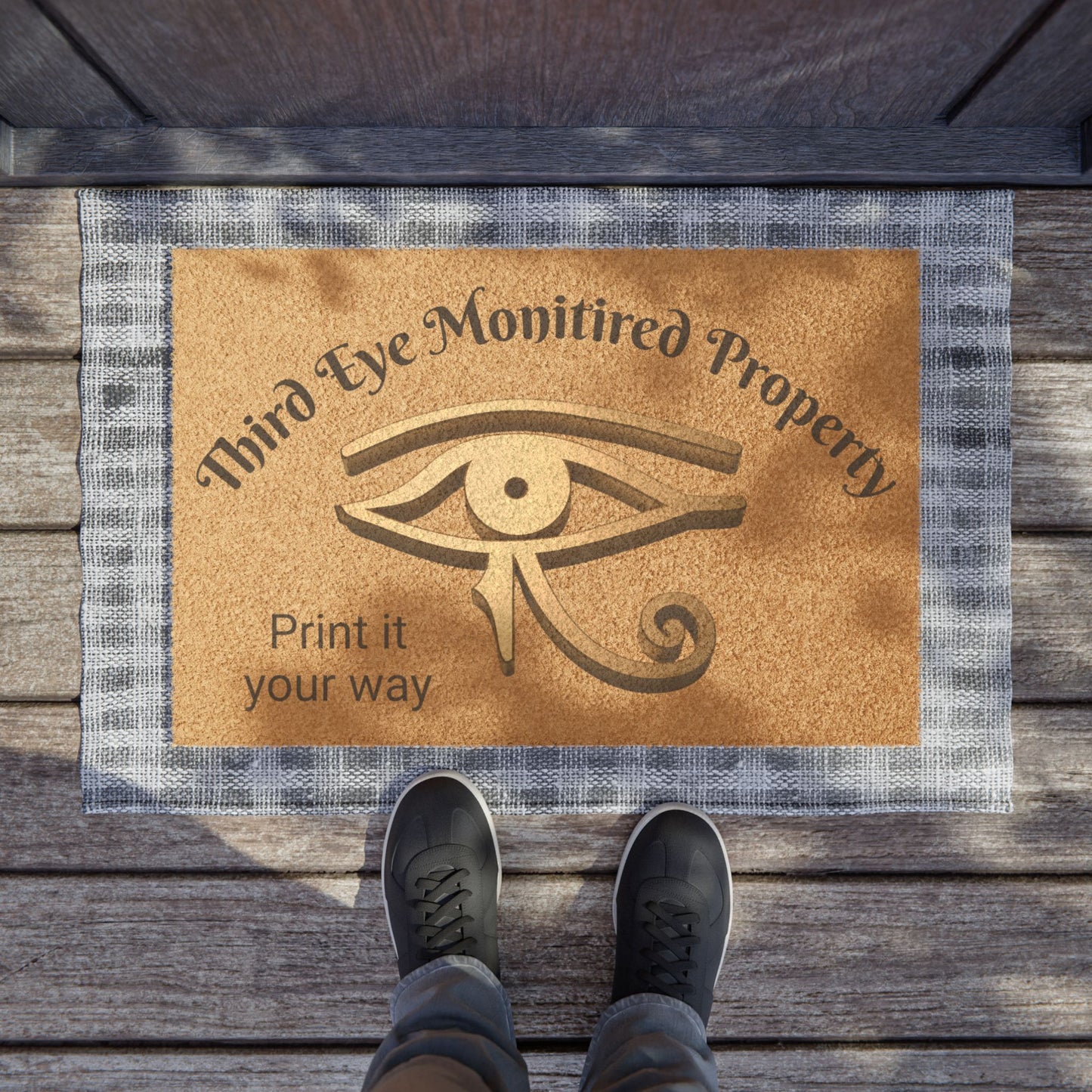 Third Eye Monitored Doormat – Truth Seeker Entry Mat for Awakened Homes