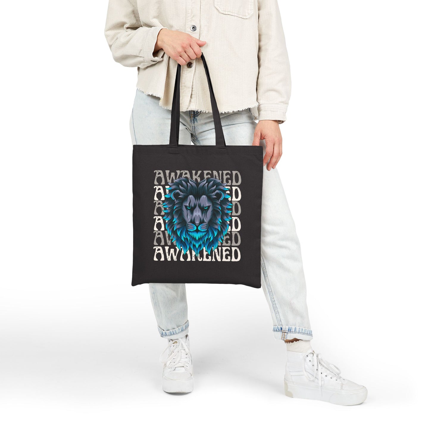 Awakened Lion Canvas Tote Bag – Carry the Frequency