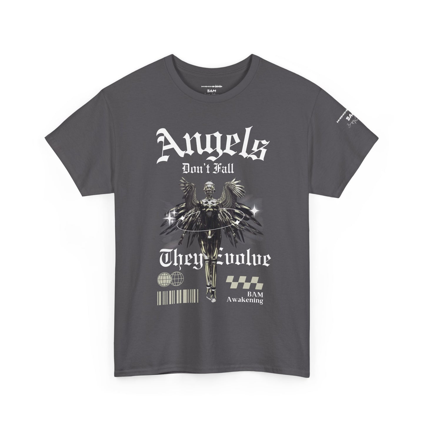 Edgy Robotic Angel T-Shirt – Fallen Techwear Archangel, Cyberpunk Graphic Tee, Future Rebel Streetwear, AI vs Soul Unisex Shirt
