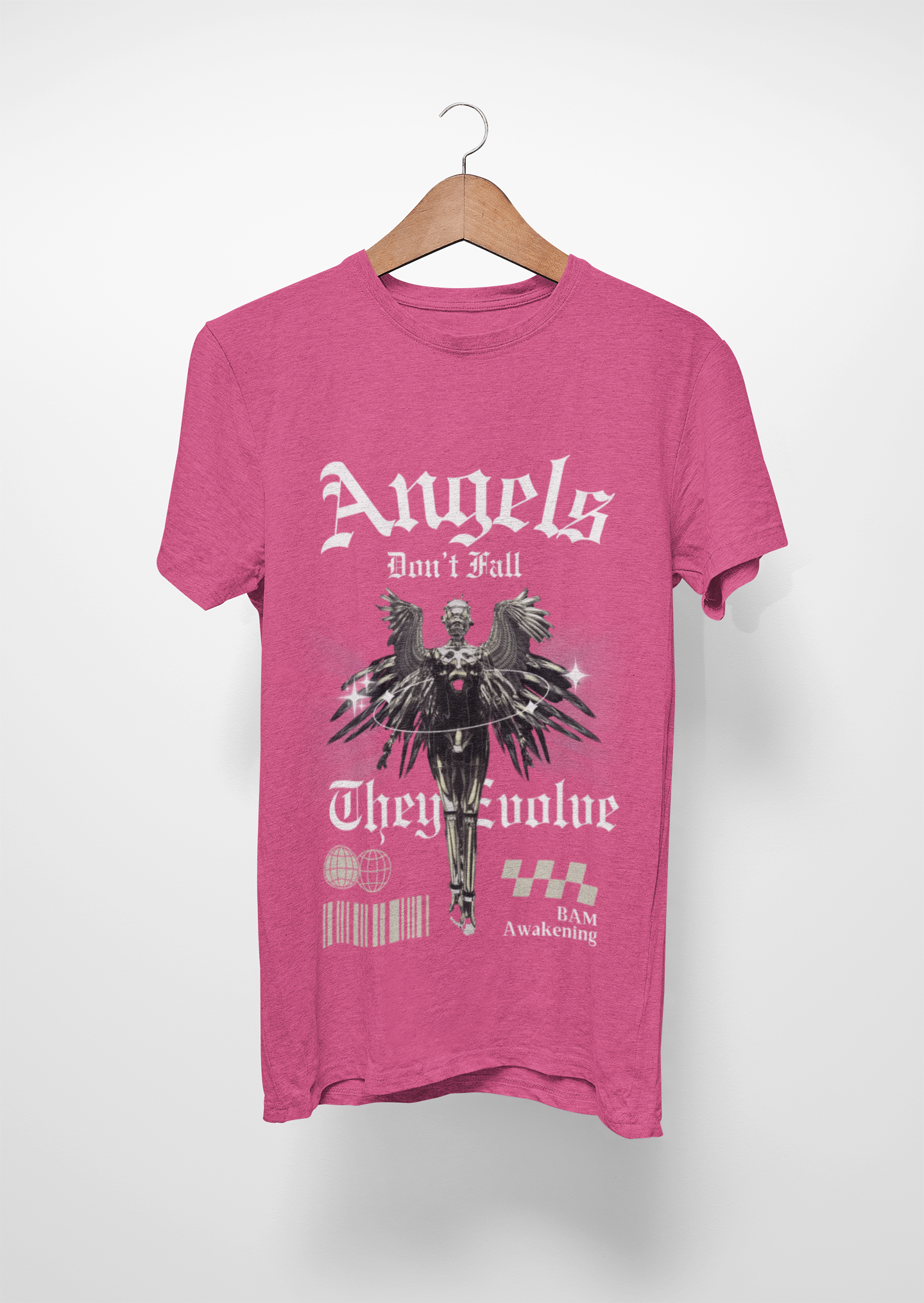 Edgy Robotic Angel T-Shirt – Fallen Techwear Archangel, Cyberpunk Graphic Tee, Future Rebel Streetwear, AI vs Soul Unisex Shirt