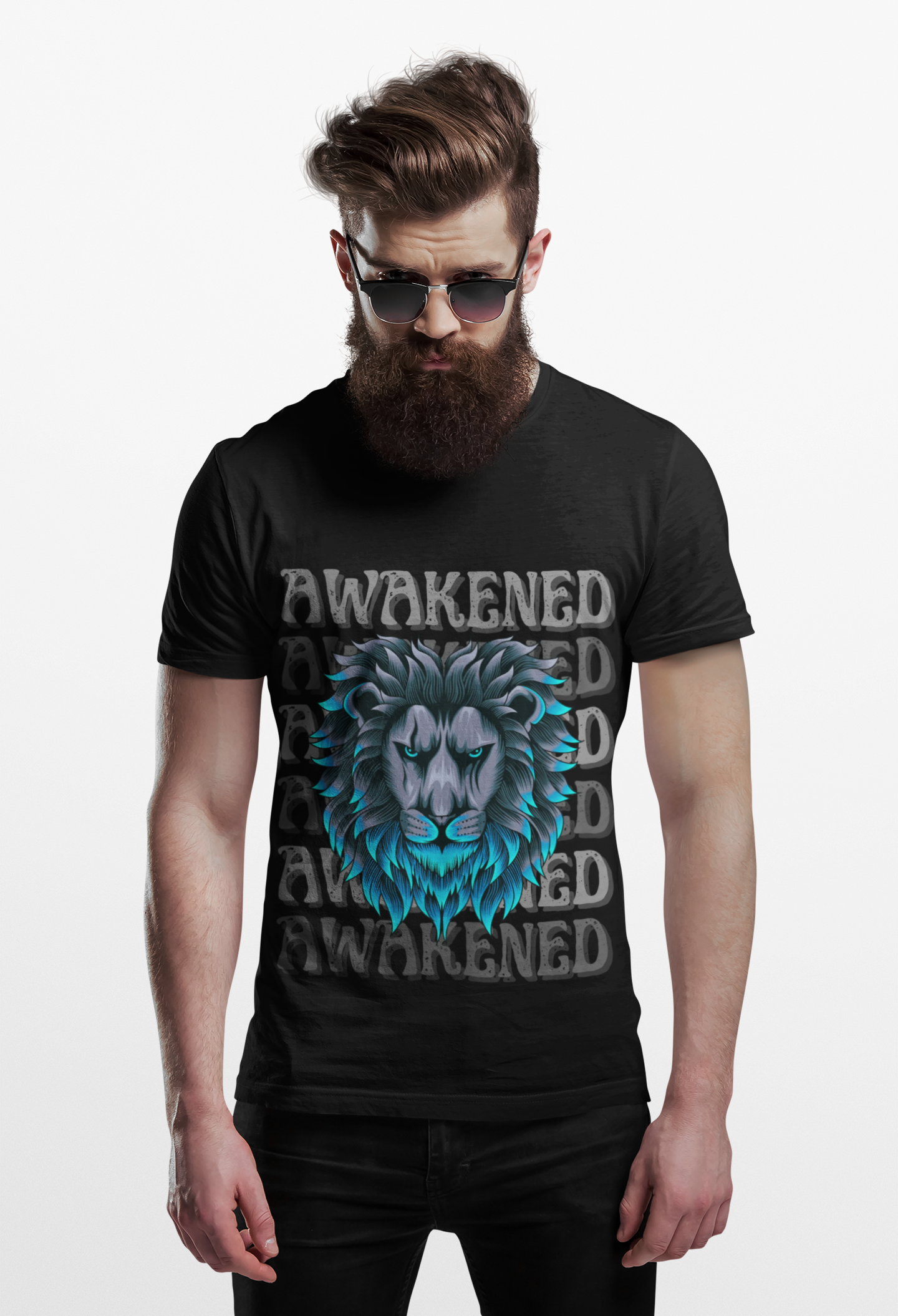 Awakened Lion Unisex Tee – Spiritual Streetwear, Nature Warrior Shirt, Graphic Comfort Fit, Mindful Rebel Apparel