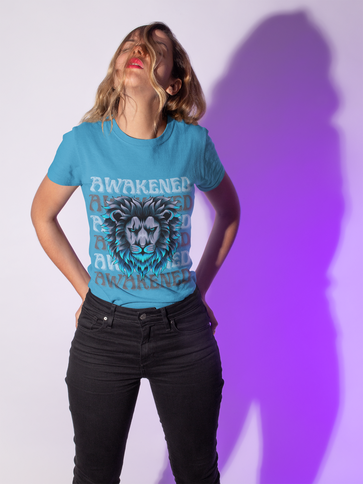 Awakened Lion Unisex Tee – Spiritual Streetwear, Nature Warrior Shirt, Graphic Comfort Fit, Mindful Rebel Apparel
