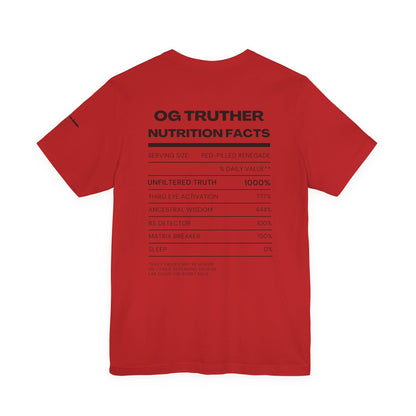OG Truther Tee | Truth Over Lies Skull Design | Red-Pilled Nutrition Facts Shirt | Unisex Streetwear | Matrix Breaker Gift for Truth Seekers