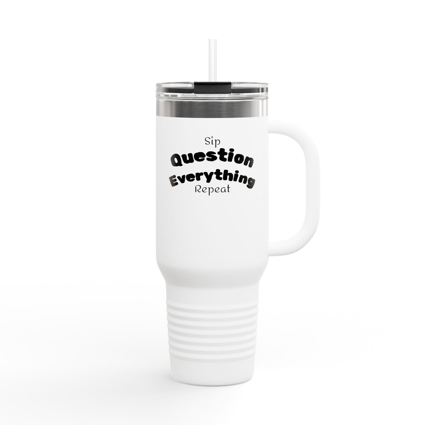 Question Everything Insulated Travel Mug, 40oz | BAM Gear for Truth Seekers, Coffee Rebels, Hot & Cold Drinks