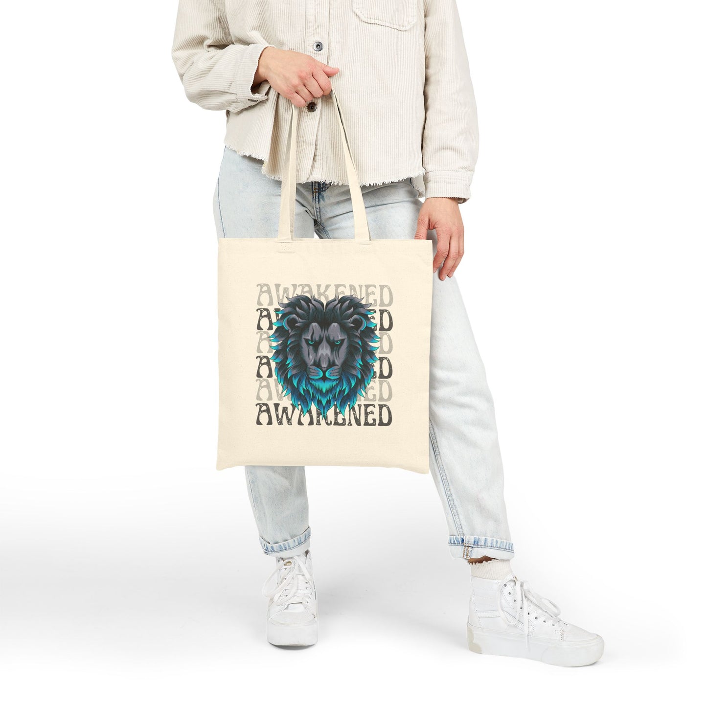Awakened Lion Canvas Tote Bag – Carry the Frequency