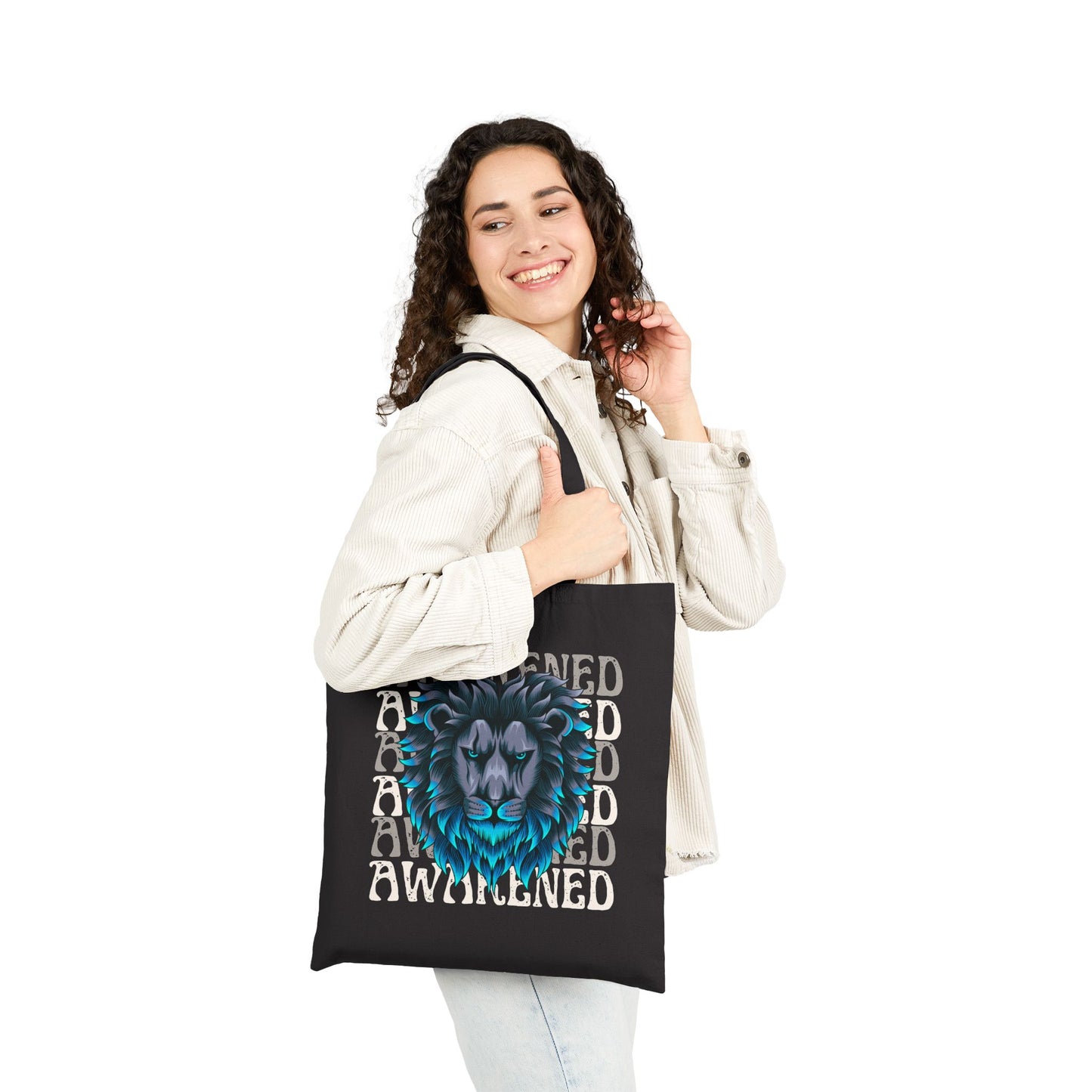 Awakened Lion Canvas Tote Bag – Carry the Frequency