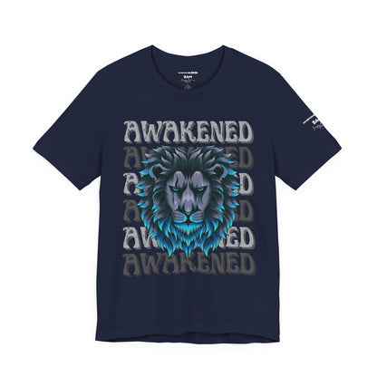 Awakened Lion Unisex Tee – Spiritual Streetwear, Nature Warrior Shirt, Graphic Comfort Fit, Mindful Rebel Apparel