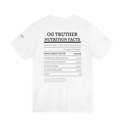 OG Truther Tee | Truth Over Lies Skull Design | Red-Pilled Nutrition Facts Shirt | Unisex Streetwear | Matrix Breaker Gift for Truth Seekers